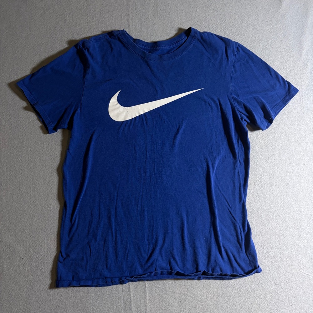 Nike Mens Swoosh Graphic T-Shirt Blue Short Sleeve‎ Crew Neck Cotton Tee